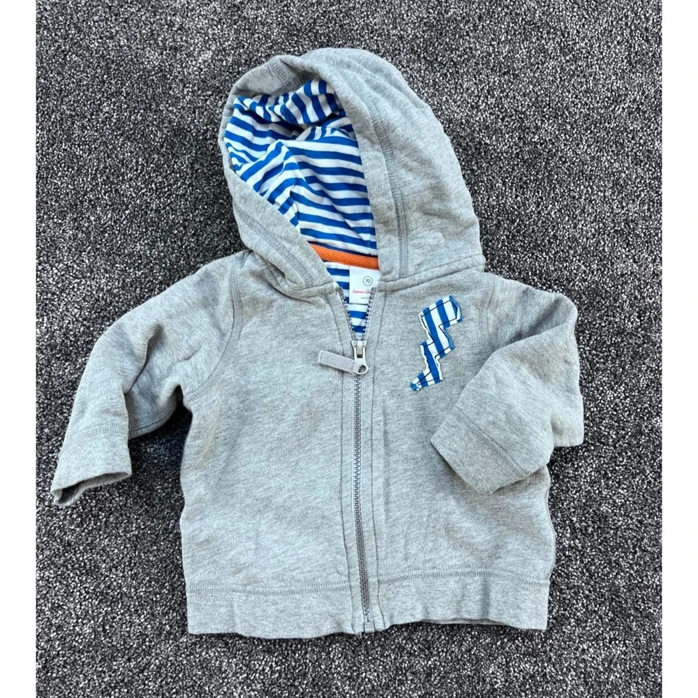 Hanna Andersson Gray French Terry‎ Hoodie Sweatshirt  Size 70 US 6-12 months